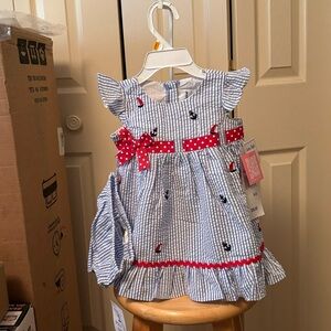 Rare Editions baby girl sailor dress for spring and summer, size 6-9 months.